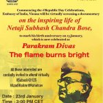 Embassy of India, Vienna will be virtually screening a documentary of Netaji Subhas Chandra Bose on 23rd jan 2022