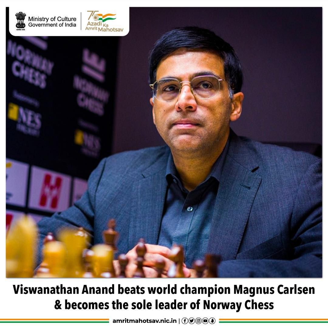 Norway Chess: Viswanathan Anand beats World Champion Magnus Carlsen