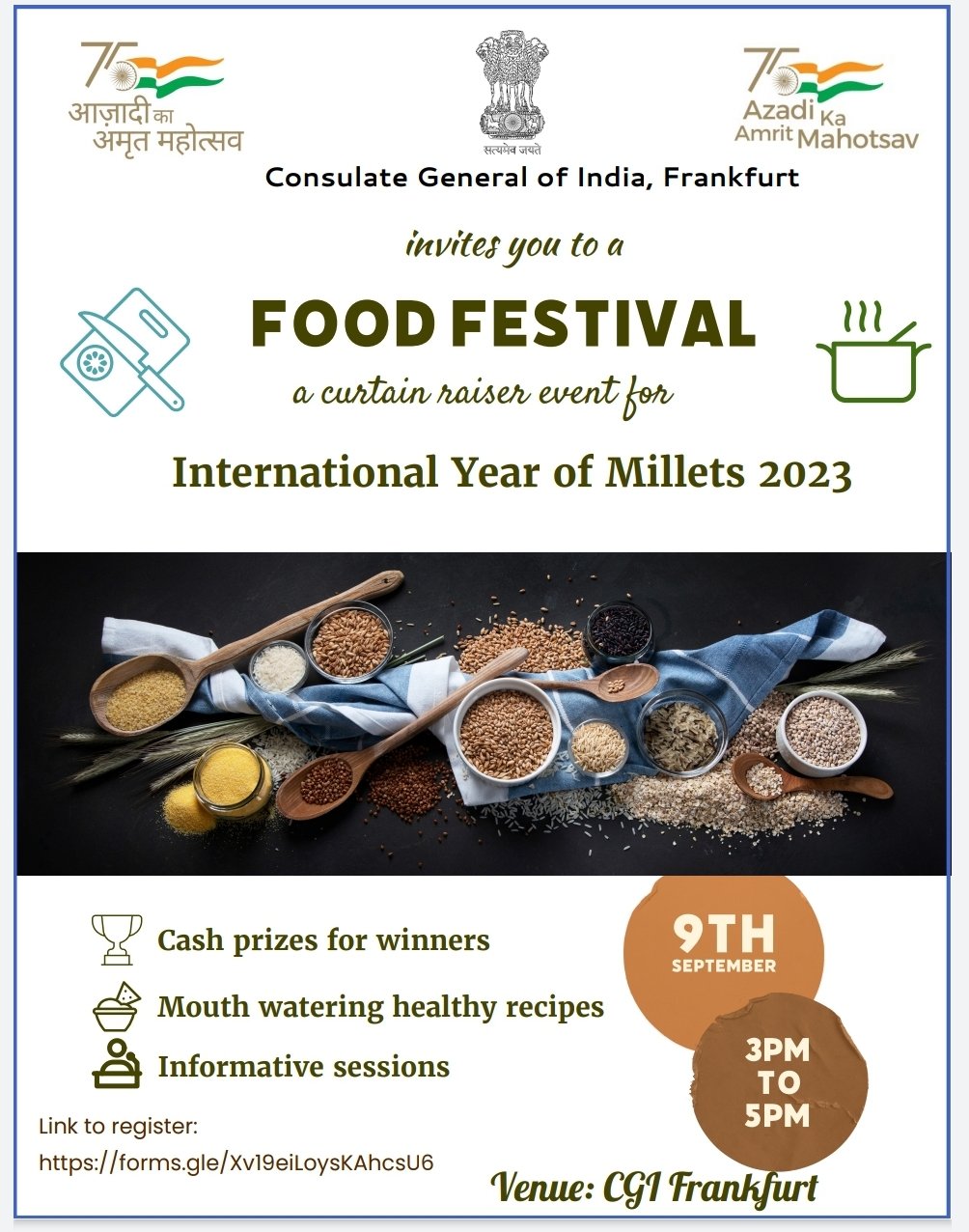 CGI Frankfurt Invites you to a Food Festival a curtain raiser event for  International Year of Millets in 2023 