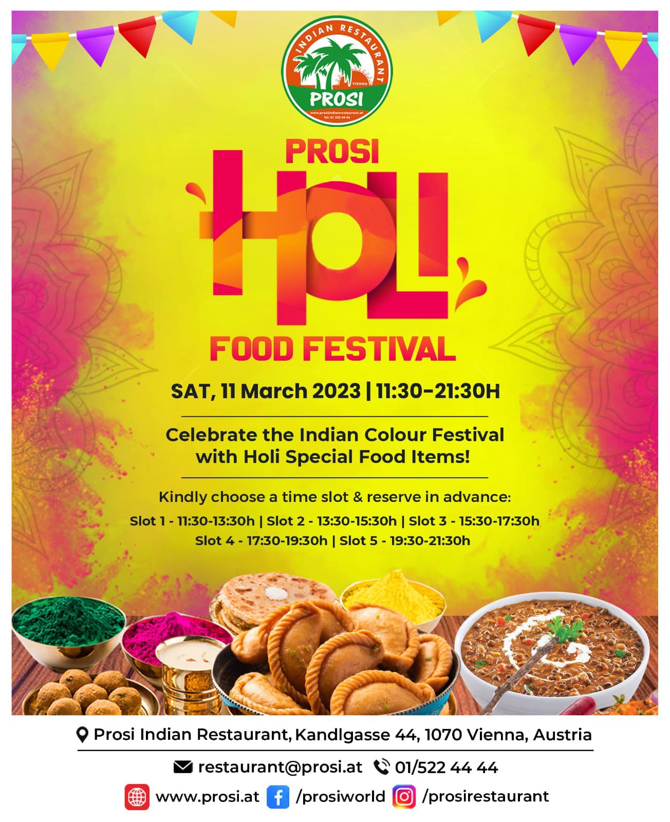 Prosi Holi Food Festival event on Saturday 11 March 2023 in PROSI ...