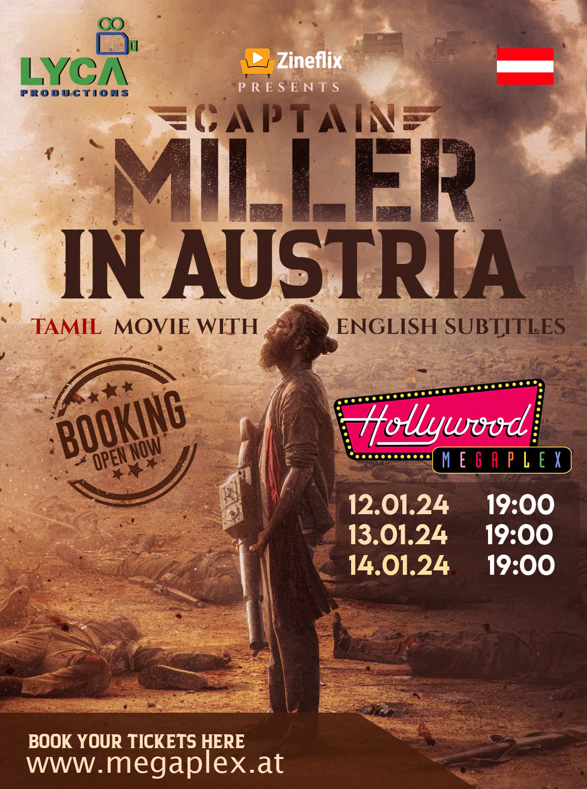 Captain miller Movie in Austria Tamil Movie with English Sub