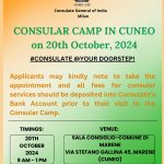 Consulate General of India Milan is organizing a one-day Consular Camp on 20th October 2024