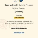 Lund University Summer Program 2026  Fully Funded Opportunity