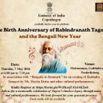 Embassy of India, Copenhagen Presents: Tagore Jayanti Celebration on 7 May 2026.