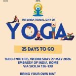 EOI Rome & Sri Sri Yoga Celebrate 25 Days to IDY 2026 on 27 May.