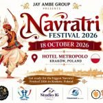 Jay Ambe Group Kraków Presents 5th Year Garba Celebration – Dandiya, Music, Maha Aarti, Indian Food & Bollywood Beats on 18 October 2026.