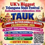 TAUK London Chenetha, Bathukamma & Dasara Celebrations 2026 – Join the Grand Telangana Cultural Festival at Lampton School on 17 October