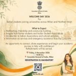 Indian Students in Milan and Northern Italy Invited to Welcome Day 2026 at the CGI on 6 November.